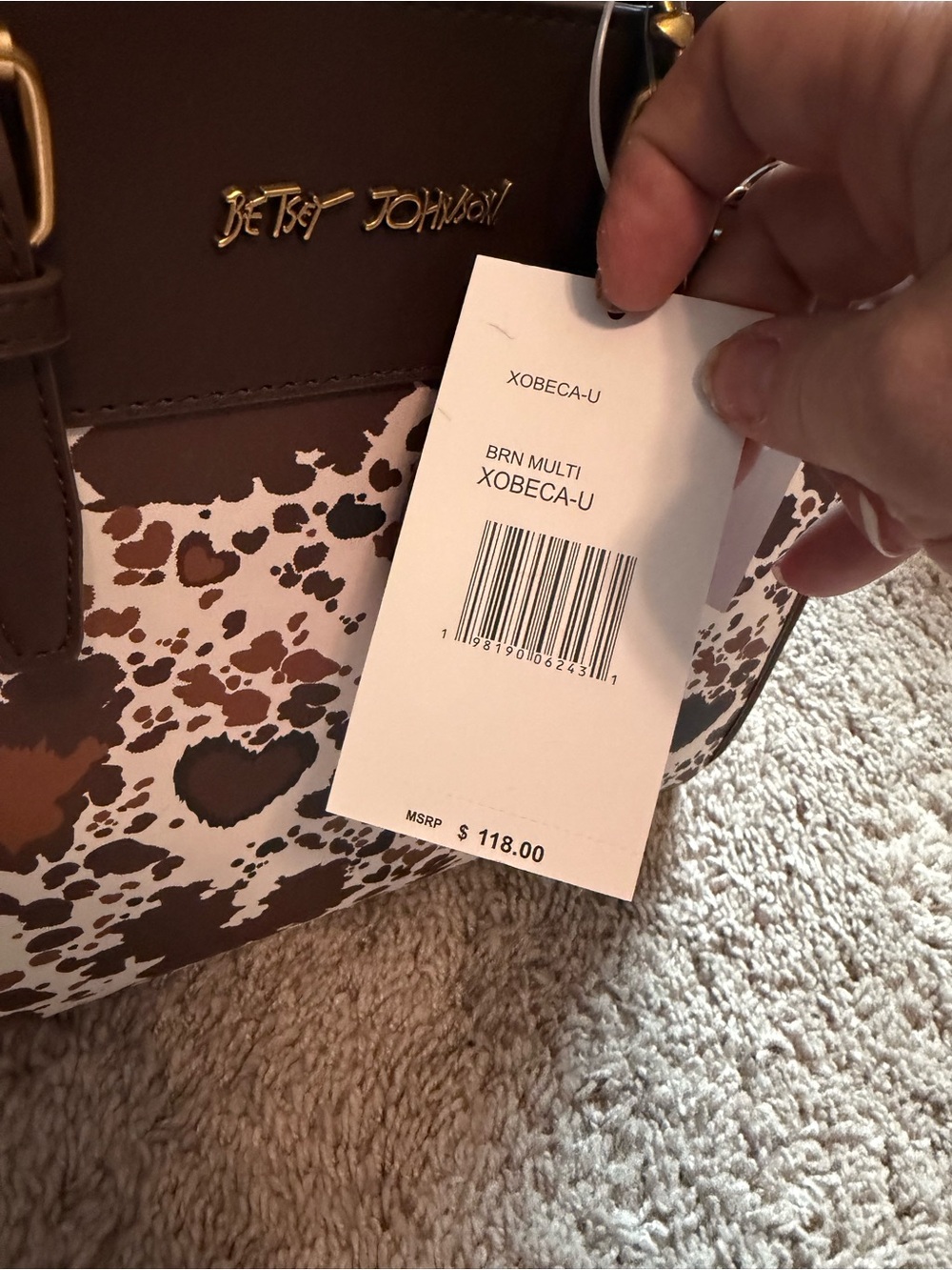 Betsey Johnson Cow Heart Print Tote - Picture 3 of 6